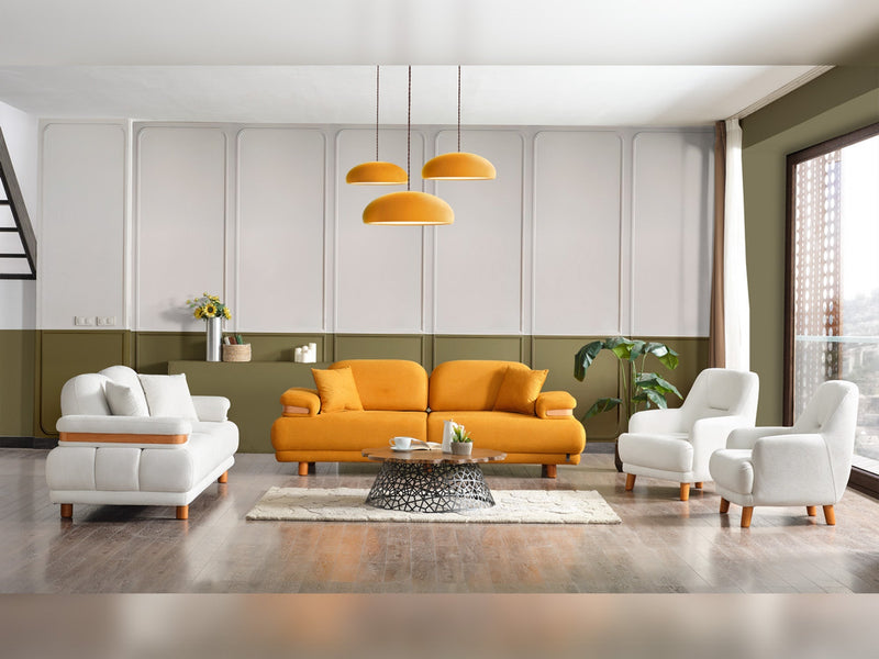 Neo Mustang 4-pieces (2 Sofa & 2 Chair) Livingroom in White - Brick - 200-ELIF-NEOM-A184-3311