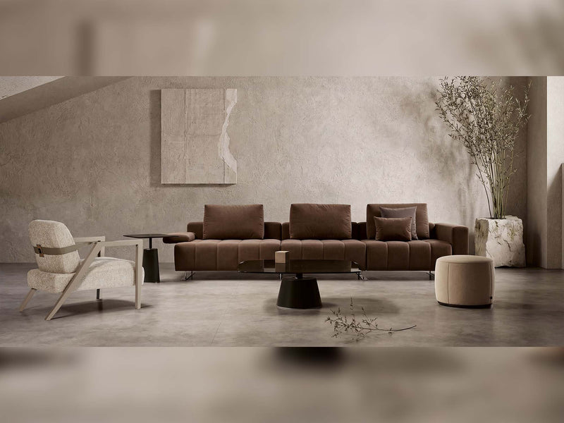 Nest 4-pieces (4 Seat Sofa & Sofa & 2 Chair) Livingroom in Brown - Cream - 200-ELI-NES-T-893-4311
