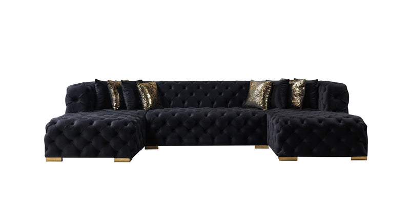 Neva Black Velvet Double Chaise Sectional - DMV FurnitureSectional