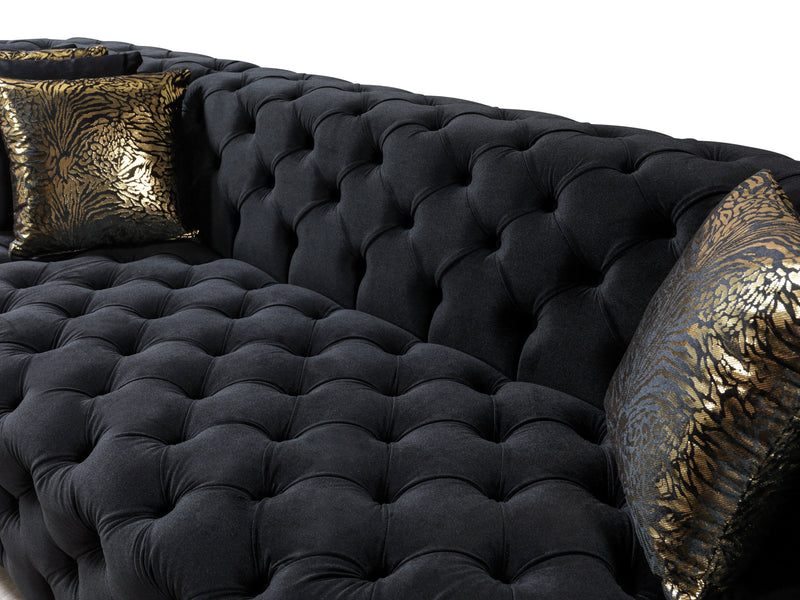 Neva Black Velvet Double Chaise Sectional - DMV FurnitureSectional
