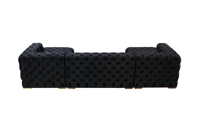 Neva Black Velvet Double Chaise Sectional - DMV FurnitureSectional