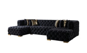 Neva Black Velvet Double Chaise Sectional - DMV FurnitureSectional