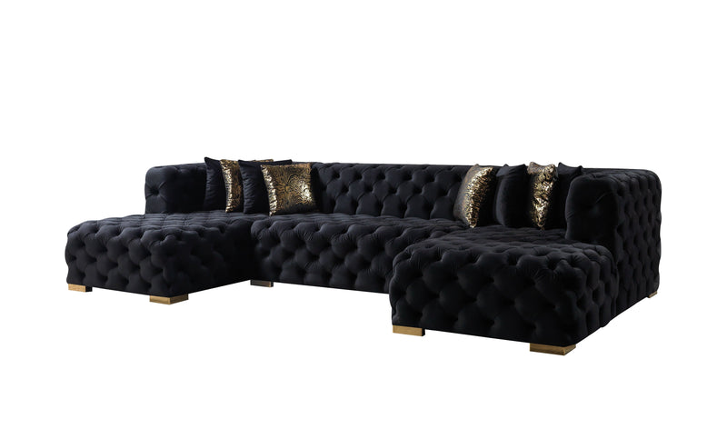 Neva Black Velvet Double Chaise Sectional - DMV FurnitureSectional