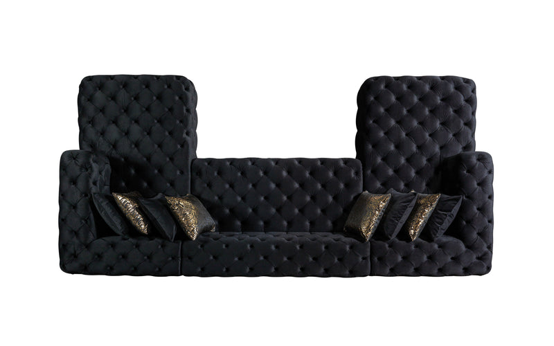 Neva Black Velvet Double Chaise Sectional - DMV FurnitureSectional