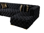 Neva Black Velvet Double Chaise Sectional - DMV FurnitureSectional
