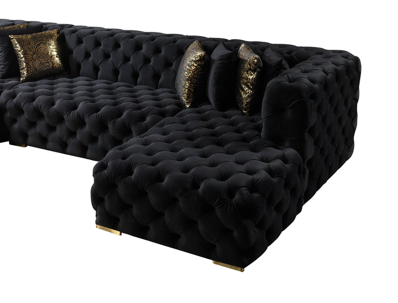 Neva Black Velvet Double Chaise Sectional - DMV FurnitureSectional