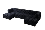 Neva Black Velvet Double Chaise Sectional - DMV FurnitureSectional