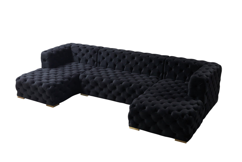 Neva Black Velvet Double Chaise Sectional - DMV FurnitureSectional