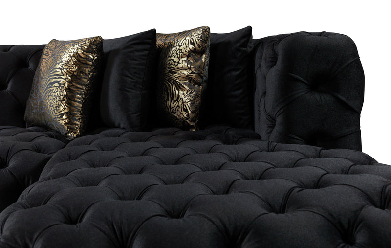 Neva Black Velvet Double Chaise Sectional - DMV FurnitureSectional