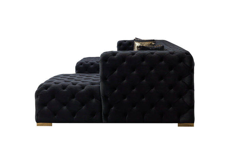Neva Black Velvet Double Chaise Sectional - DMV FurnitureSectional