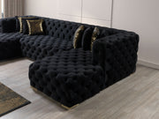 Neva Black Velvet Double Chaise Sectional - DMV FurnitureSectional