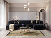 Neva Black Velvet Double Chaise Sectional - DMV FurnitureSectional