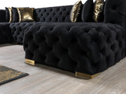 Neva Black Velvet Double Chaise Sectional - DMV FurnitureSectional
