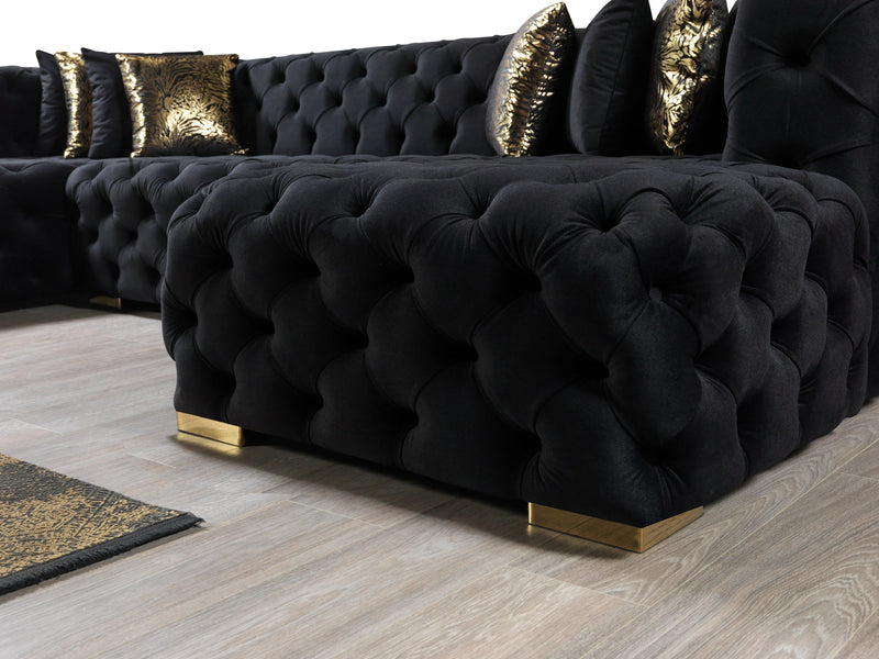 Neva Black Velvet Double Chaise Sectional - DMV FurnitureSectional