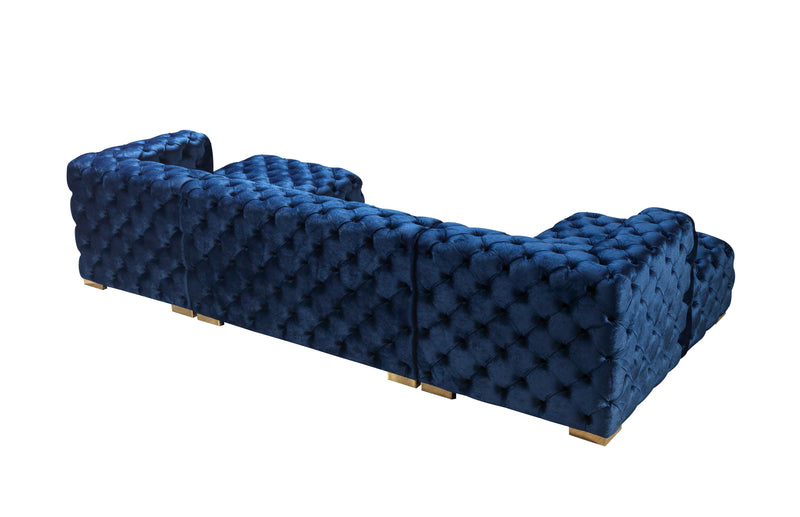 Neva Blue Velvet Double Chaise 138" Sectional [ETA: 8/23] - DMV FurnitureSectional