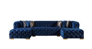 Neva Blue Velvet Double Chaise 138" Sectional [ETA: 8/23] - DMV FurnitureSectional