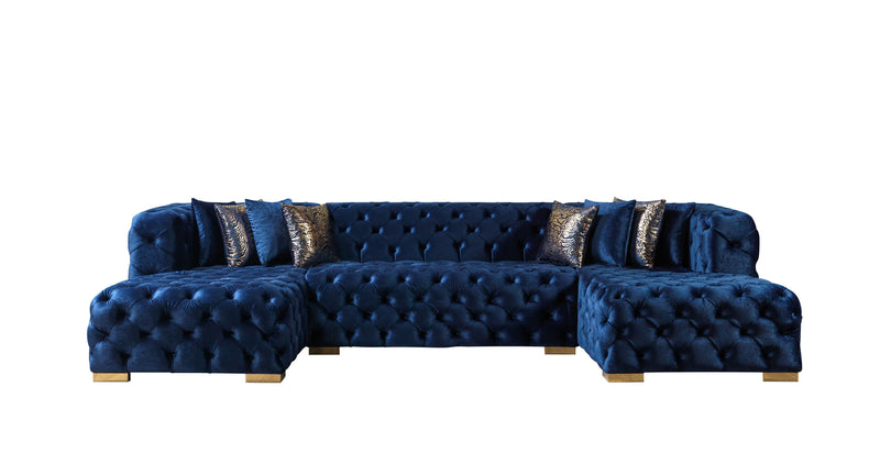 Neva Blue Velvet Double Chaise 138" Sectional [ETA: 8/23] - DMV FurnitureSectional