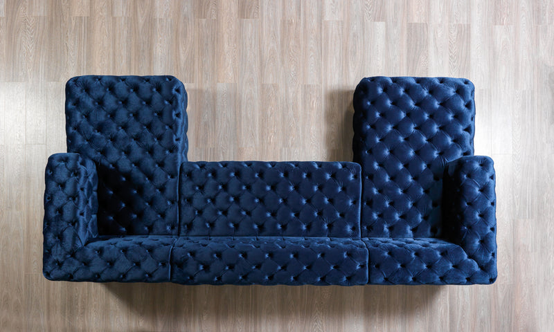 Neva Blue Velvet Double Chaise 138" Sectional [ETA: 8/23] - DMV FurnitureSectional