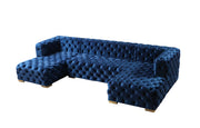 Neva Blue Velvet Double Chaise 138" Sectional [ETA: 8/23] - DMV FurnitureSectional