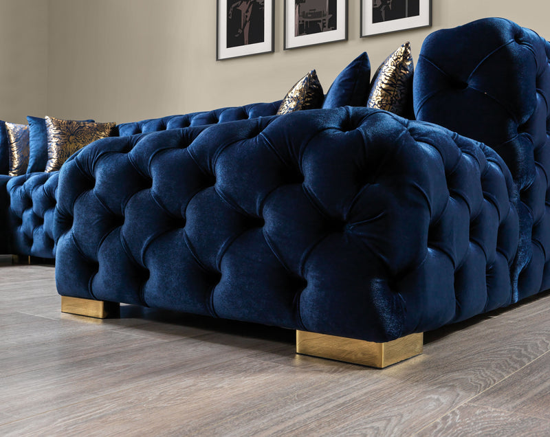 Neva Blue Velvet Double Chaise 138" Sectional [ETA: 8/23] - DMV FurnitureSectional