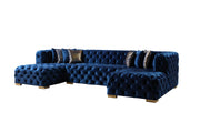 Neva Blue Velvet Double Chaise 138" Sectional [ETA: 8/23] - DMV FurnitureSectional