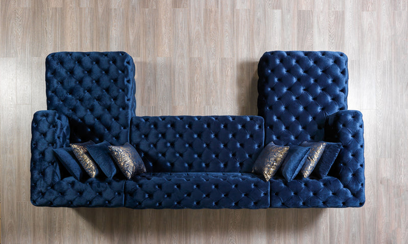 Neva Blue Velvet Double Chaise 138" Sectional [ETA: 8/23] - DMV FurnitureSectional