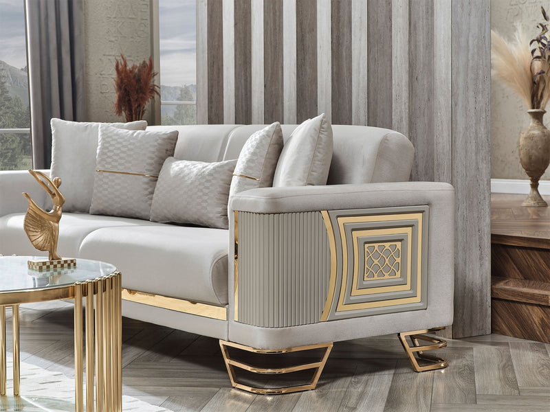 Neva Convertible Loveseat in Light Grey - 200-SER-NEV-VELVET938-2