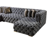 Neva Gray Velvet Double Chaise Sectional - DMV FurnitureSectional