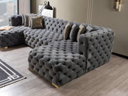 Neva Gray Velvet Double Chaise Sectional - DMV FurnitureSectional