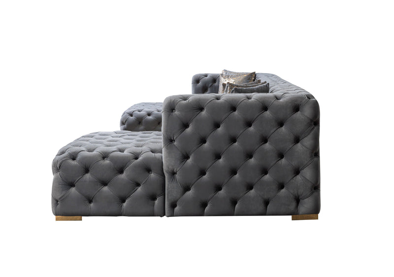 Neva Gray Velvet Double Chaise Sectional - DMV FurnitureSectional