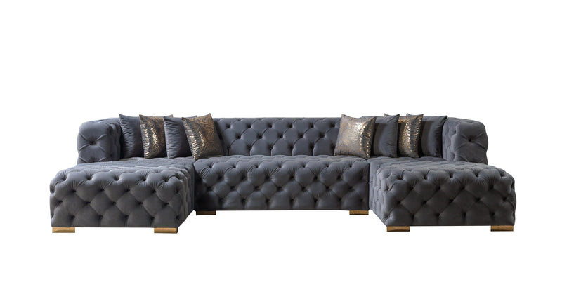 Neva Gray Velvet Double Chaise Sectional - DMV FurnitureSectional
