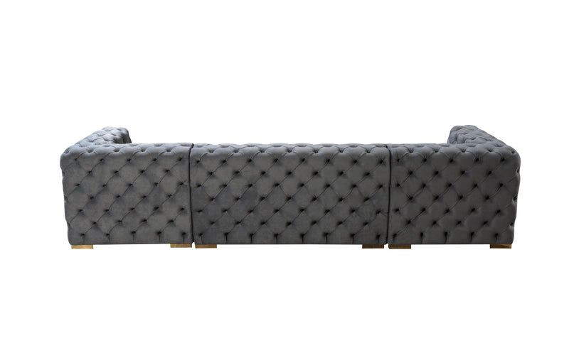 Neva Gray Velvet Double Chaise Sectional - DMV FurnitureSectional