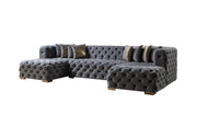 Neva Gray Velvet Double Chaise Sectional - DMV FurnitureSectional
