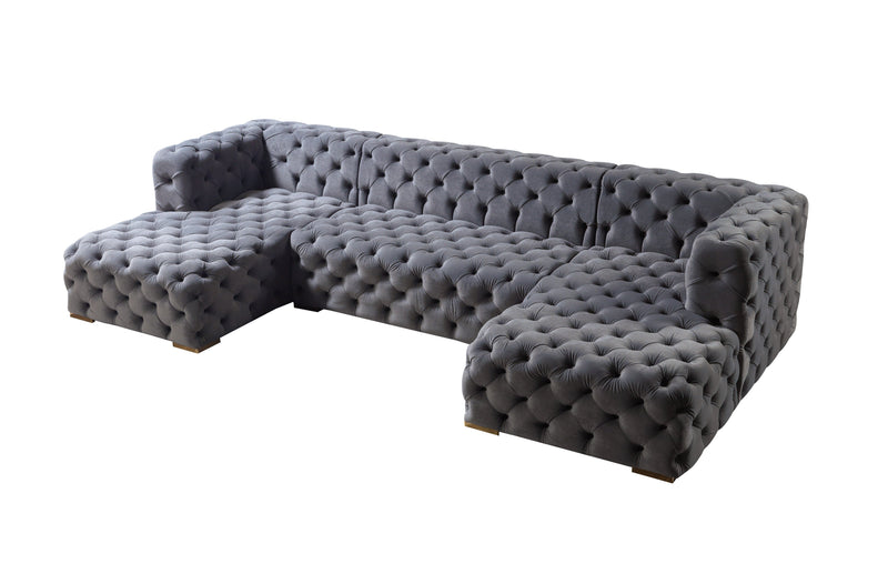 Neva Gray Velvet Double Chaise Sectional - DMV FurnitureSectional