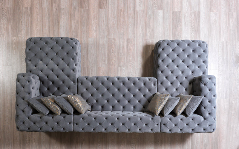 Neva Gray Velvet Double Chaise Sectional - DMV FurnitureSectional
