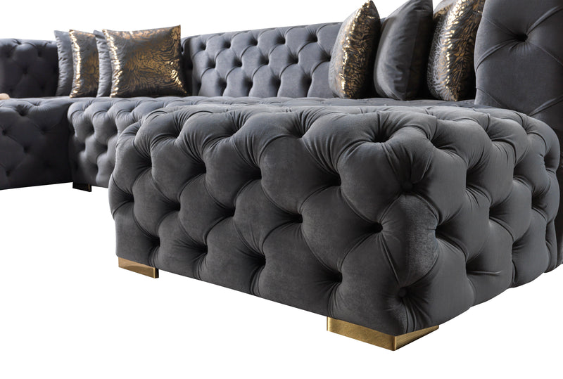 Neva Gray Velvet Double Chaise Sectional - DMV FurnitureSectional