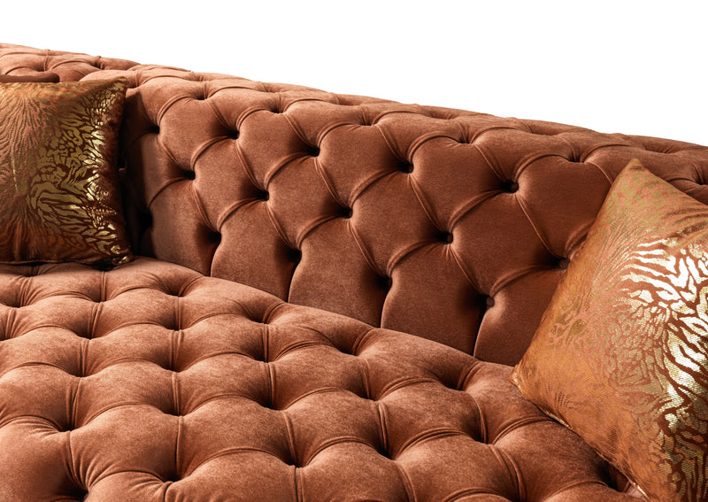 Neva Orange Velvet Double Chaise 138" Sectional [ETA: 8/23] - DMV FurnitureSectional