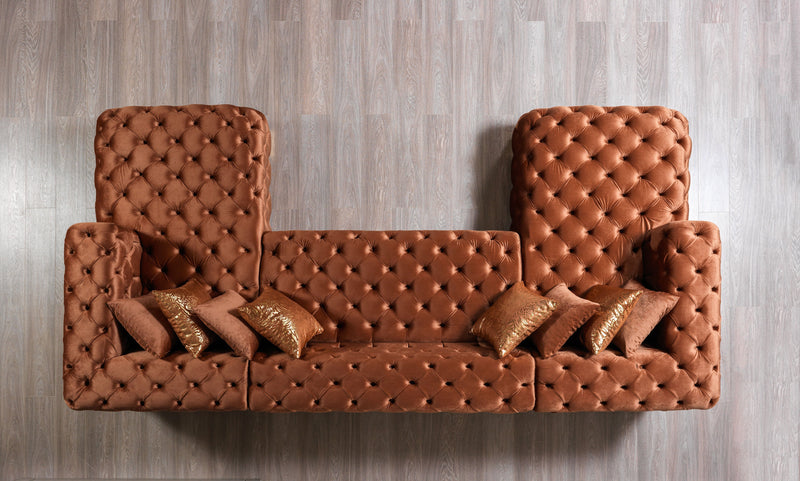 Neva Orange Velvet Double Chaise 138" Sectional [ETA: 8/23] - DMV FurnitureSectional