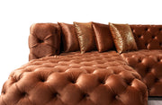 Neva Orange Velvet Double Chaise 138" Sectional [ETA: 8/23] - DMV FurnitureSectional