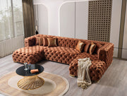 Neva Orange Velvet Double Chaise 138" Sectional [ETA: 8/23] - DMV FurnitureSectional