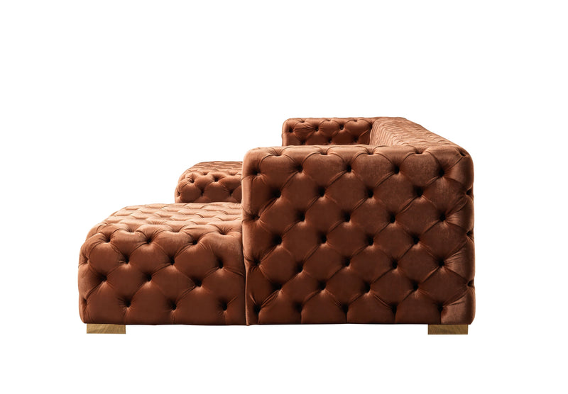 Neva Orange Velvet Double Chaise 138" Sectional [ETA: 8/23] - DMV FurnitureSectional