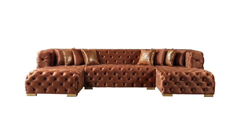 Neva Orange Velvet Double Chaise 138" Sectional [ETA: 8/23] - DMV FurnitureSectional