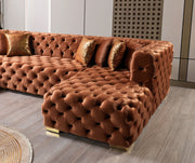 Neva Orange Velvet Double Chaise 138" Sectional [ETA: 8/23] - DMV FurnitureSectional