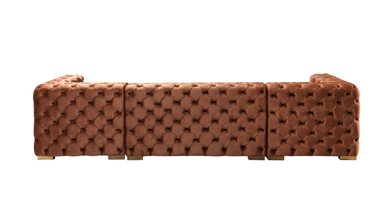 Neva Orange Velvet Double Chaise 138" Sectional [ETA: 8/23] - DMV FurnitureSectional
