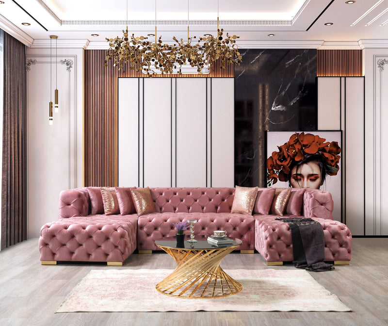 Neva Pink Velvet Double Chaise 138" Sectional [ETA: 8/23] - DMV FurnitureSectional