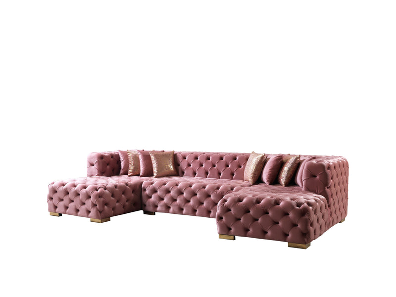 Neva Pink Velvet Double Chaise 138" Sectional [ETA: 8/23] - DMV FurnitureSectional