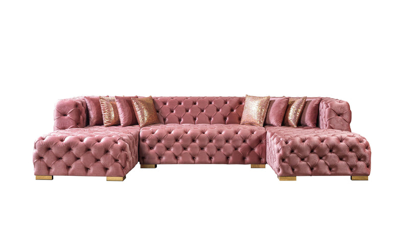 Neva Pink Velvet Double Chaise 138" Sectional [ETA: 8/23] - DMV FurnitureSectional