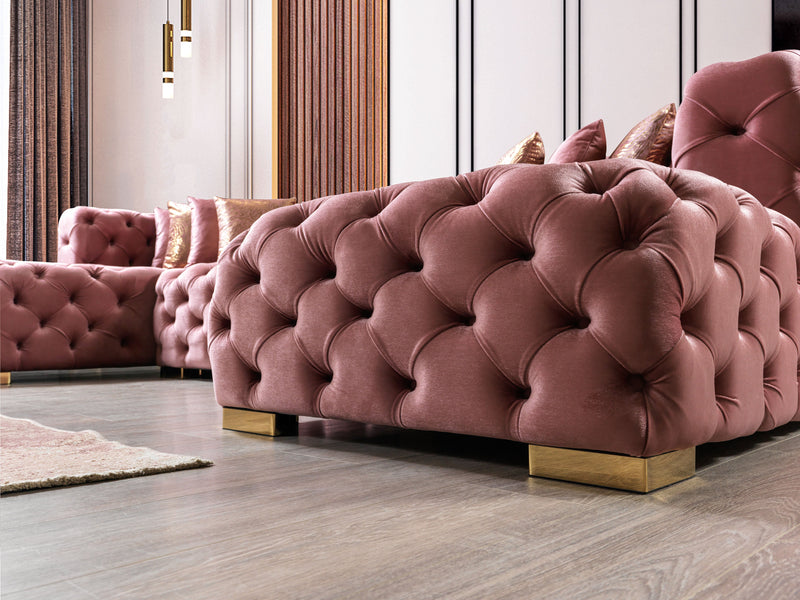 Neva Pink Velvet Double Chaise 138" Sectional [ETA: 8/23] - DMV FurnitureSectional