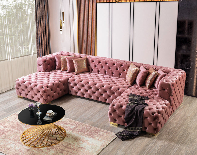 Neva Pink Velvet Double Chaise 138" Sectional [ETA: 8/23] - DMV FurnitureSectional