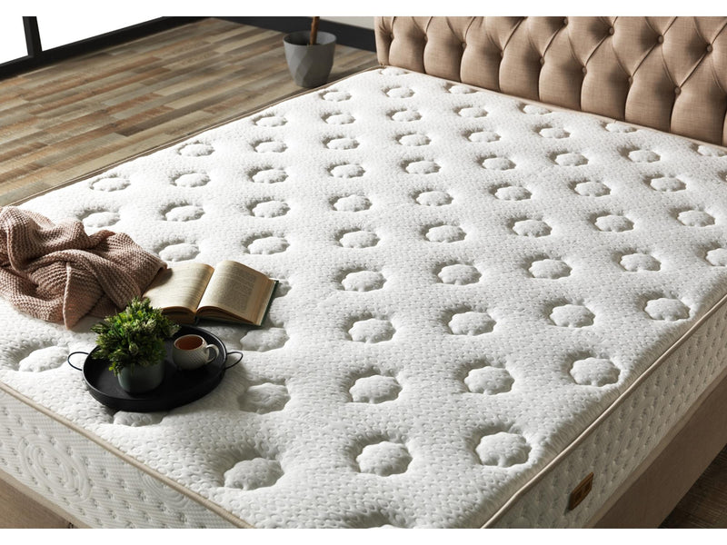 Nevada Storage Bed With Headboard Cream - King in Cream - 110-NEV-CREAM-200-SB